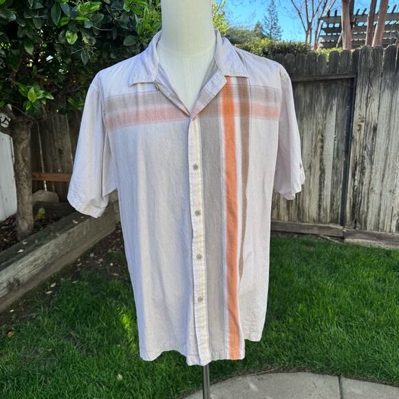 The North Face Shirt Mens XL Brown Geometric Short Sleeve Button Up A5 *FLAWS* - Picture 1 of 12